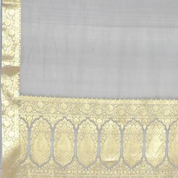 Grey woven art silk saree with blouse 4