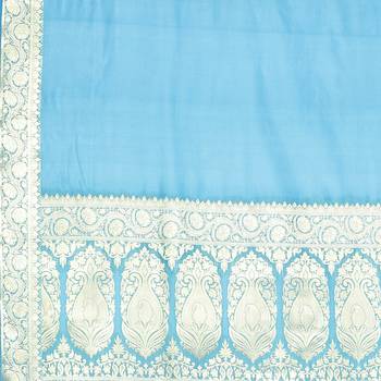 Blue woven art silk saree with blouse 4