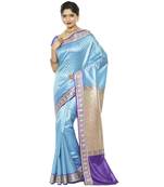 Blue woven art silk saree with blouse
