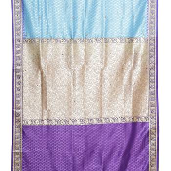Blue woven art silk saree with blouse 3