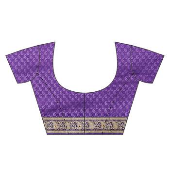Blue woven art silk saree with blouse 5