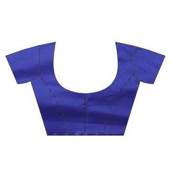 Blue woven satin saree with blouse 5