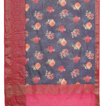 Blue woven pure silk saree with blouse 3