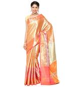 Orange woven kanchipuram silk saree with blouse