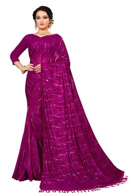 Pink Sequence Work And Piping Border Jacquard Saree With Blouse Piece 1