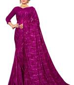 Pink Sequence Work And Piping Border Jacquard Saree With Blouse Piece