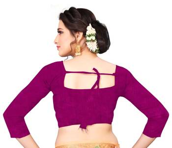Pink Sequence Work And Piping Border Jacquard Saree With Blouse Piece 5