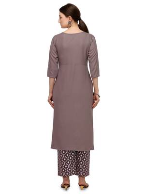 Fiorra Grey Floral  Printed Cotton Blend Kurta With Palazzo Set 2