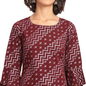 Fiorra Wine Pal Printed Poly Crepe Short Kurta With Palazzo Set 4