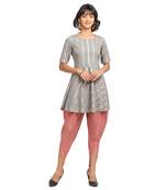 Fiorra Grey Printed Poly Crepe Short Kurta With Dhoti Set