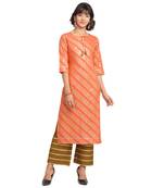 Fiorra Orange Poly Crepe Straight Kurta With Palazzo Set