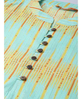 Indo Era Sea Green Printed A-Line tunic 4