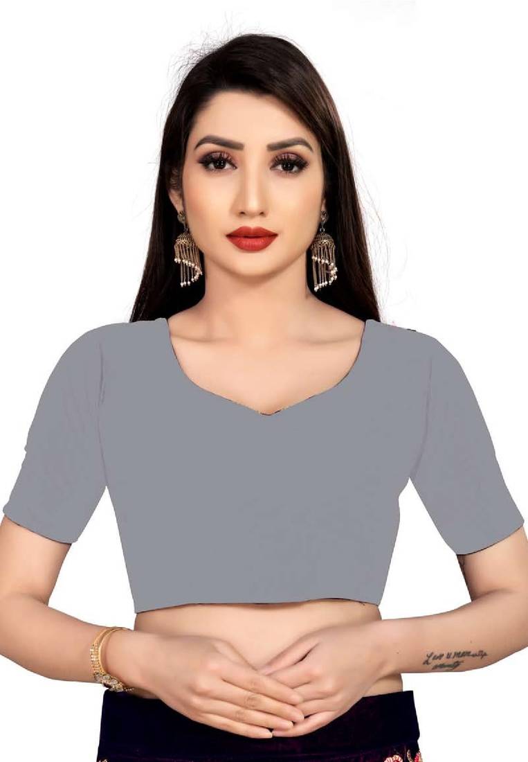 Grey Stone Work With Piping Border Terry Jacquard Saree With Blouse Piece