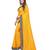 Yellow Foil Printed Jacquard Lace Border Dola Silk Saree With Blouse Piece
