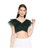 Women's Green organza Readymade Saree Blouse