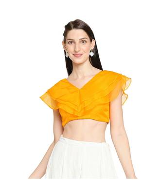 Women's Mustard organza Readymade Saree Blouse 1