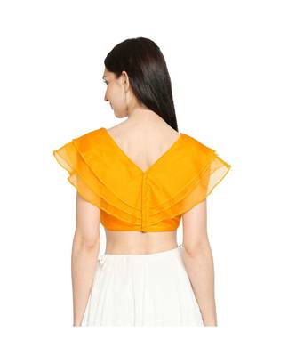 Women's Mustard organza Readymade Saree Blouse 2