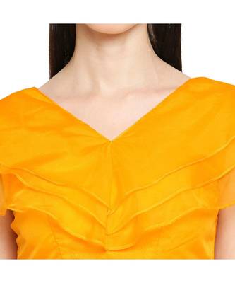 Women's Mustard organza Readymade Saree Blouse 5
