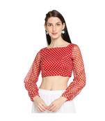 Women's Red organza Polka Dot Readymade Saree Blouse