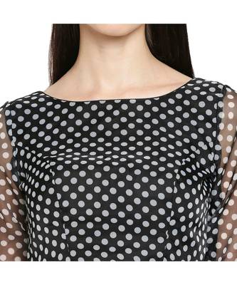 Women's Black organza Polka Dot Readymade Saree Blouse 5