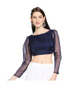 Women's Navy Blue organza Readymade Saree Blouse