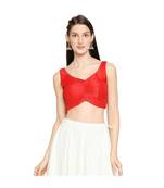 Women's Red Mulbury Silk Readymade Saree Blouse