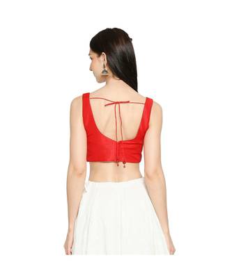 Women's Red Mulbury Silk Readymade Saree Blouse 2