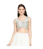 Women's Grey Mulbury Silk Readymade Saree Blouse
