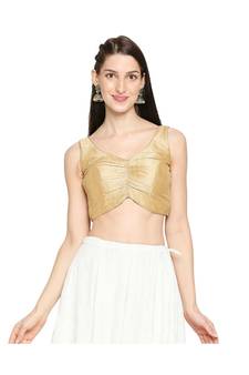 Women's Gold Mulbury Silk Readymade Saree Blouse