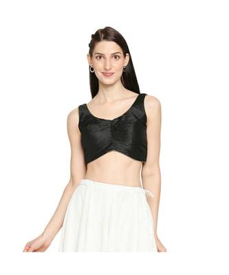 Women's Black Mulbury Silk Readymade Saree Blouse 1