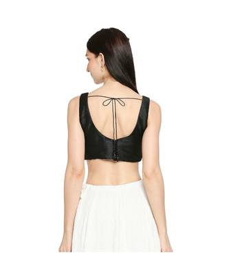 Women's Black Mulbury Silk Readymade Saree Blouse 2