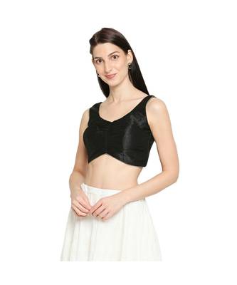 Women's Black Mulbury Silk Readymade Saree Blouse 3
