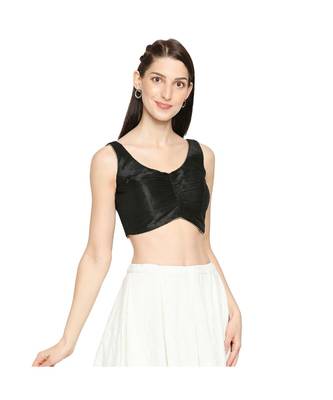 Women's Black Mulbury Silk Readymade Saree Blouse 4