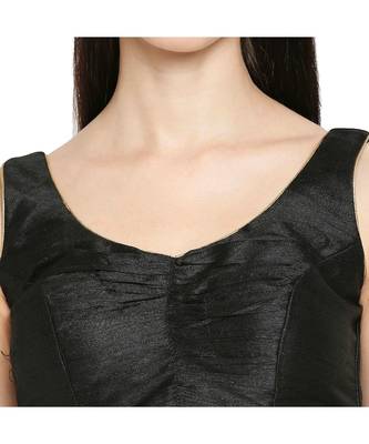 Women's Black Mulbury Silk Readymade Saree Blouse 5