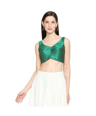 Women's Green Mulbury Silk Readymade Saree Blouse 1