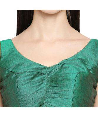 Women's Green Mulbury Silk Readymade Saree Blouse 5
