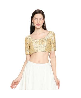 Gold Silk Blend Threadwork Readymade Blouse 1