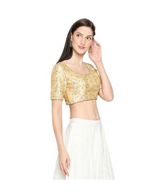 Gold Silk Blend Threadwork Readymade Blouse 4