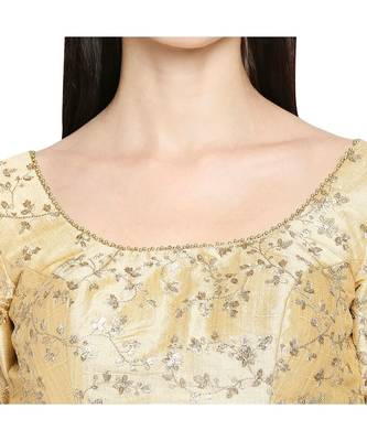 Gold Silk Blend Threadwork Readymade Blouse 5