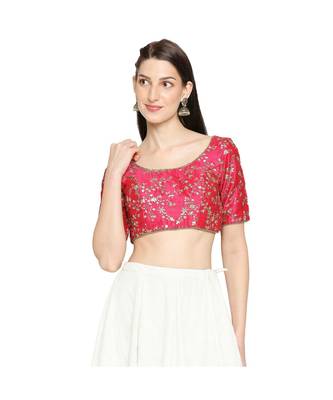 Women's Pink Mulbury Silk Readymade Saree Blouse 1