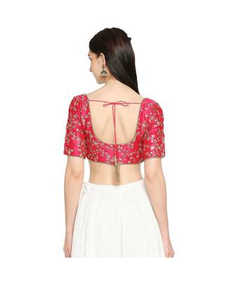Women's Pink Mulbury Silk Readymade Saree Blouse 2