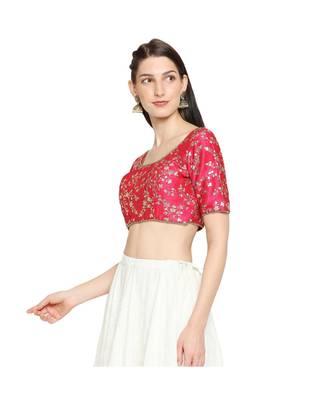 Women's Pink Mulbury Silk Readymade Saree Blouse 3