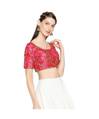 Women's Pink Mulbury Silk Readymade Saree Blouse 4