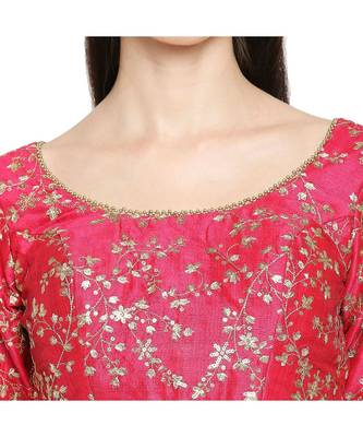 Women's Pink Mulbury Silk Readymade Saree Blouse 5