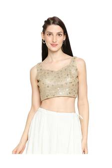 Women's Gold Fancy Net Readymade Saree Blouse