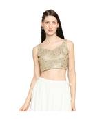 Women's Gold Fancy Net Readymade Saree Blouse