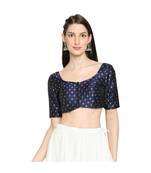 Navy Blue Brocade Saree Blouse