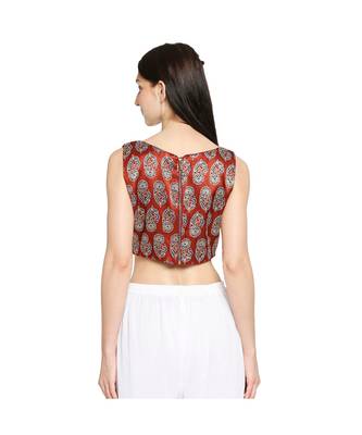 Women's Maroon Modal Silk Readymade Saree Blouse 2