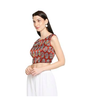 Women's Maroon Modal Silk Readymade Saree Blouse 3