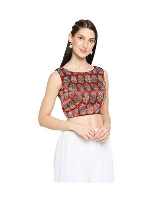 Women's Maroon Modal Silk Readymade Saree Blouse 4